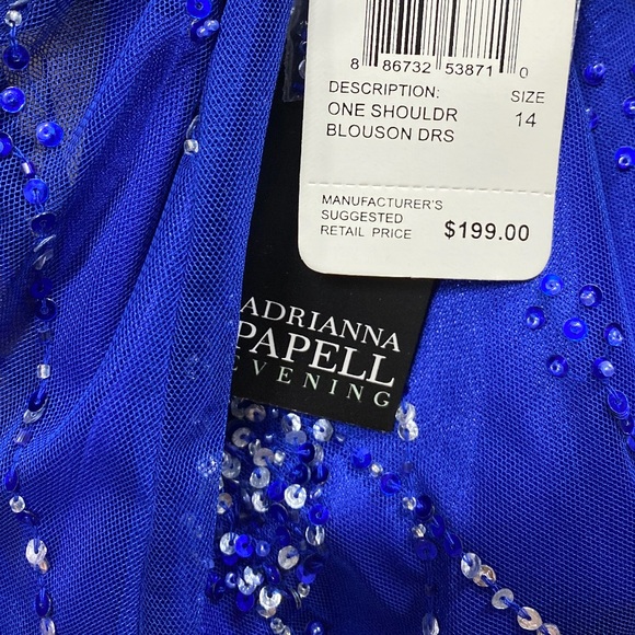 Adrianna Papell sequins draped one shoulder blouson dress - Picture 2 of 6